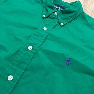 Ralph Lauren Linen Button Down Shirt Mens Size Medium Green Classic Fit